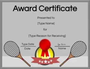 Free tennis certificates