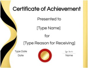 Black and yellow certificate award