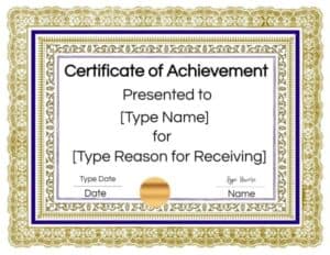 Certificate of Achievement template