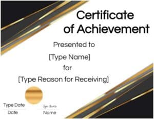 Black and gold certificate template