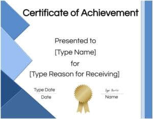 Award certificate