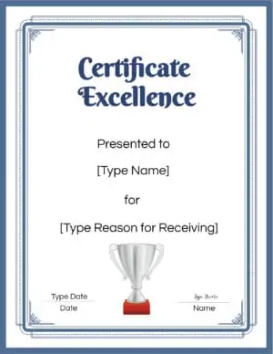 Award of Excellence template