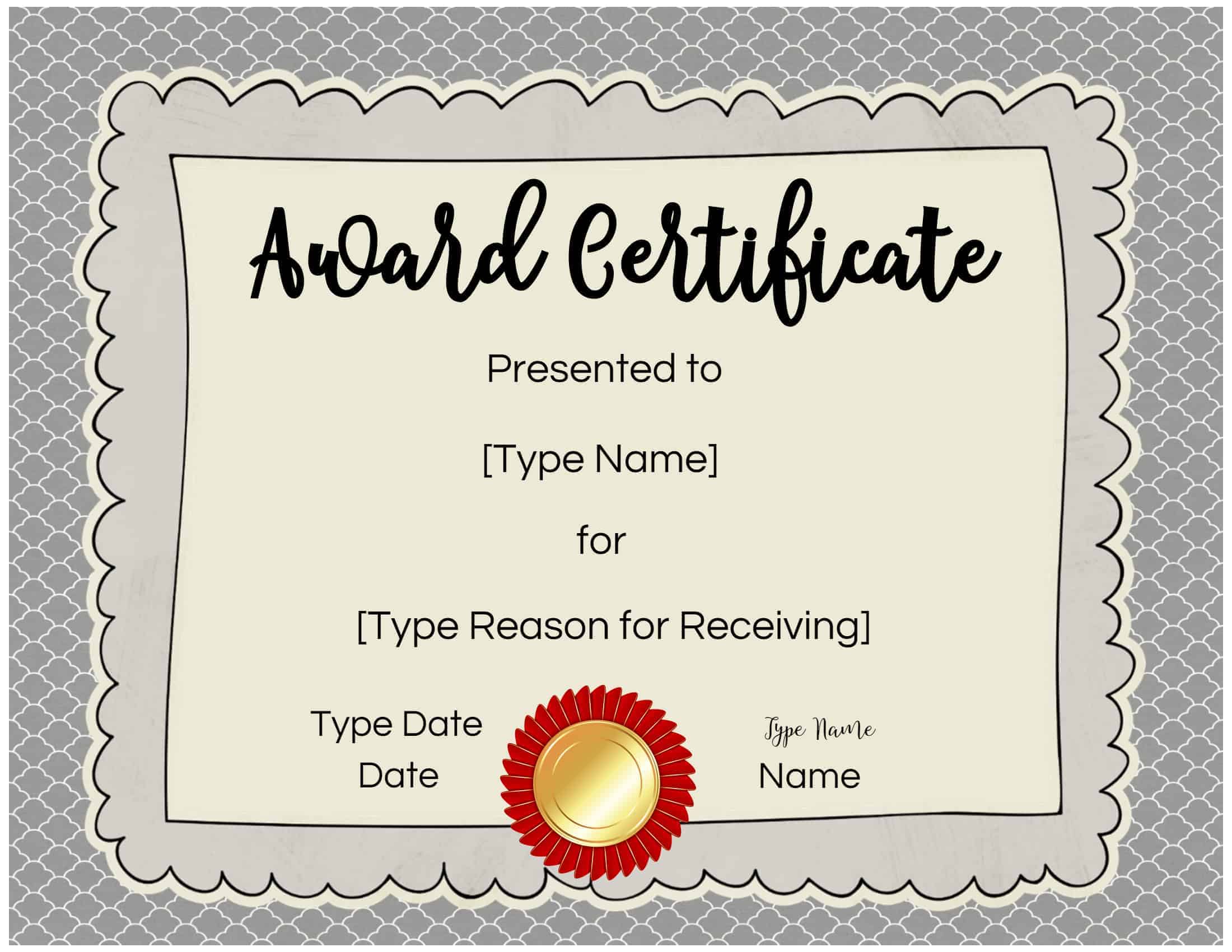 FREE Printable and Editable Awards for Students  No Watermark In Free Printable Blank Award Certificate Templates