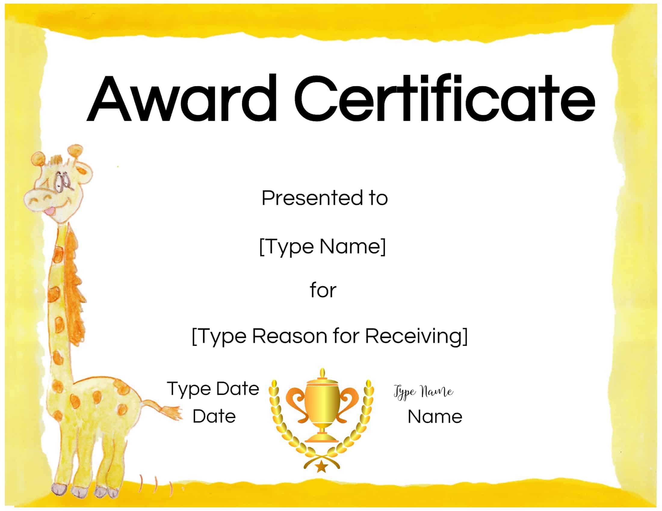 Free Custom Certificates For Kids Customize Online Print At Home
