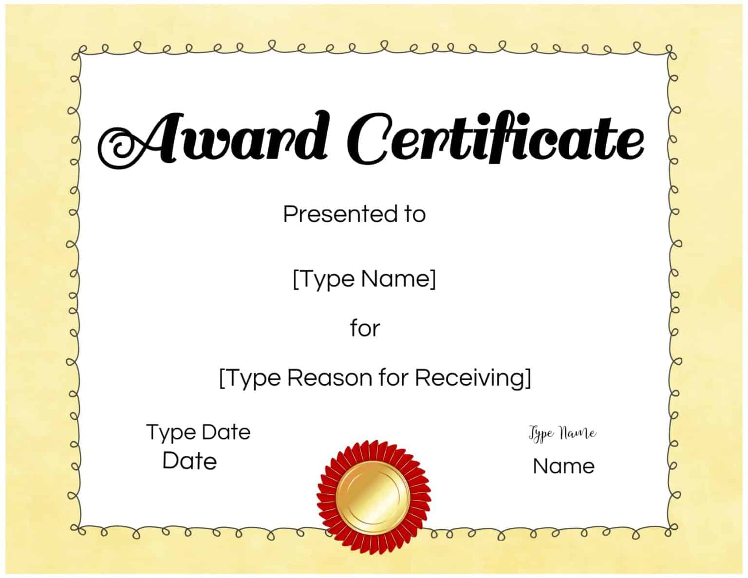 Free printable and editable awards for students no watermark