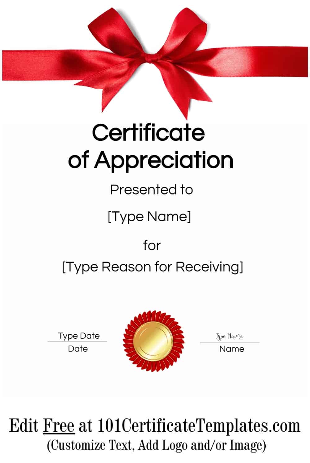 FREE Printable Certificate Of Appreciation Template Customize Online