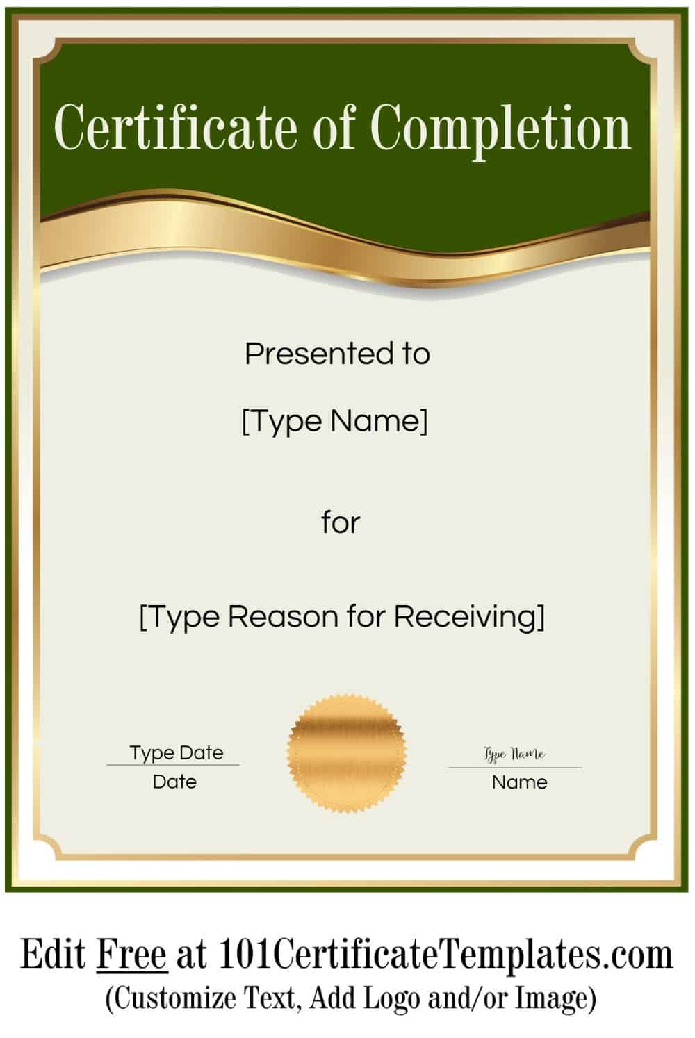 Editable Certificate Of Completion Template