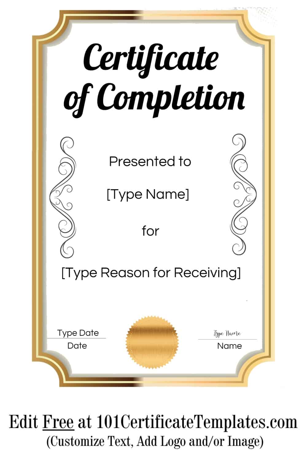 free certificate of completion customize online then print online registration templates free