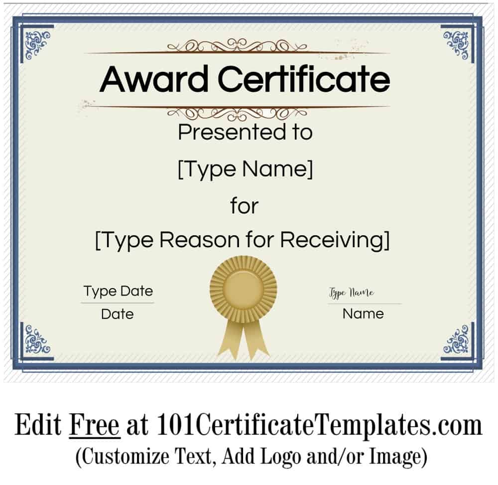 Free Printable Blank Award Certificate Templates