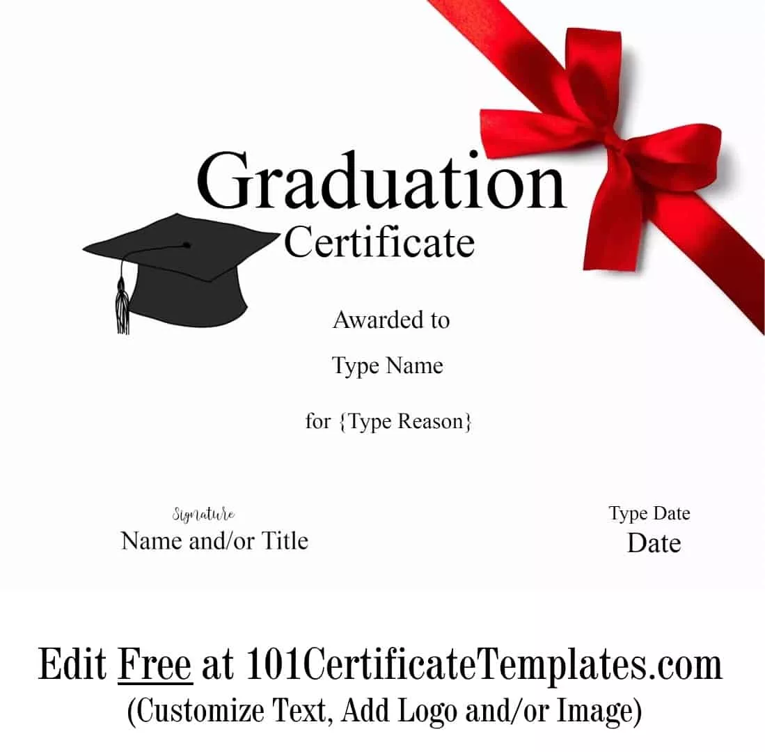 Free Graduation Certificate Template  Customize Online & Print In Free Printable Graduation Certificate Templates