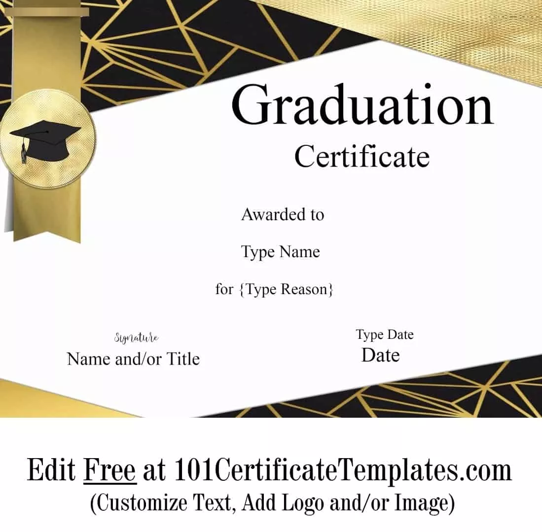 Free Graduation Certificate Template  Customize Online & Print Throughout Free Printable Graduation Certificate Templates