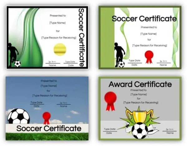 Soccer certificate printable