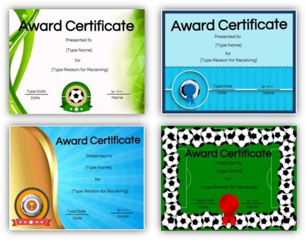 Soccer certificate templates