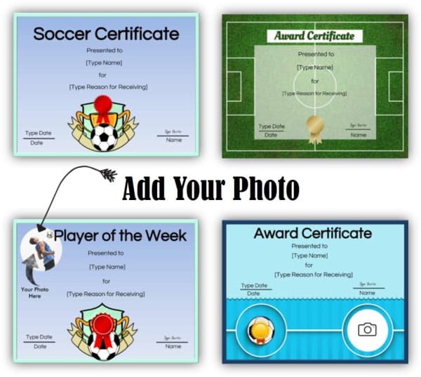 Soccer award certificate