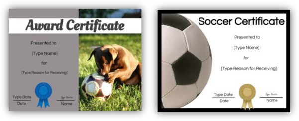Soccer certificate