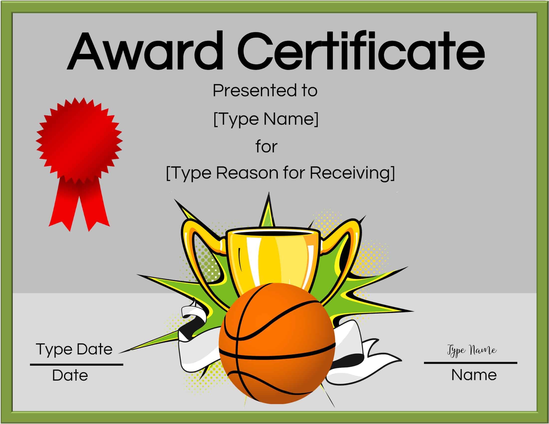 Basketball Award Certificate Template Word