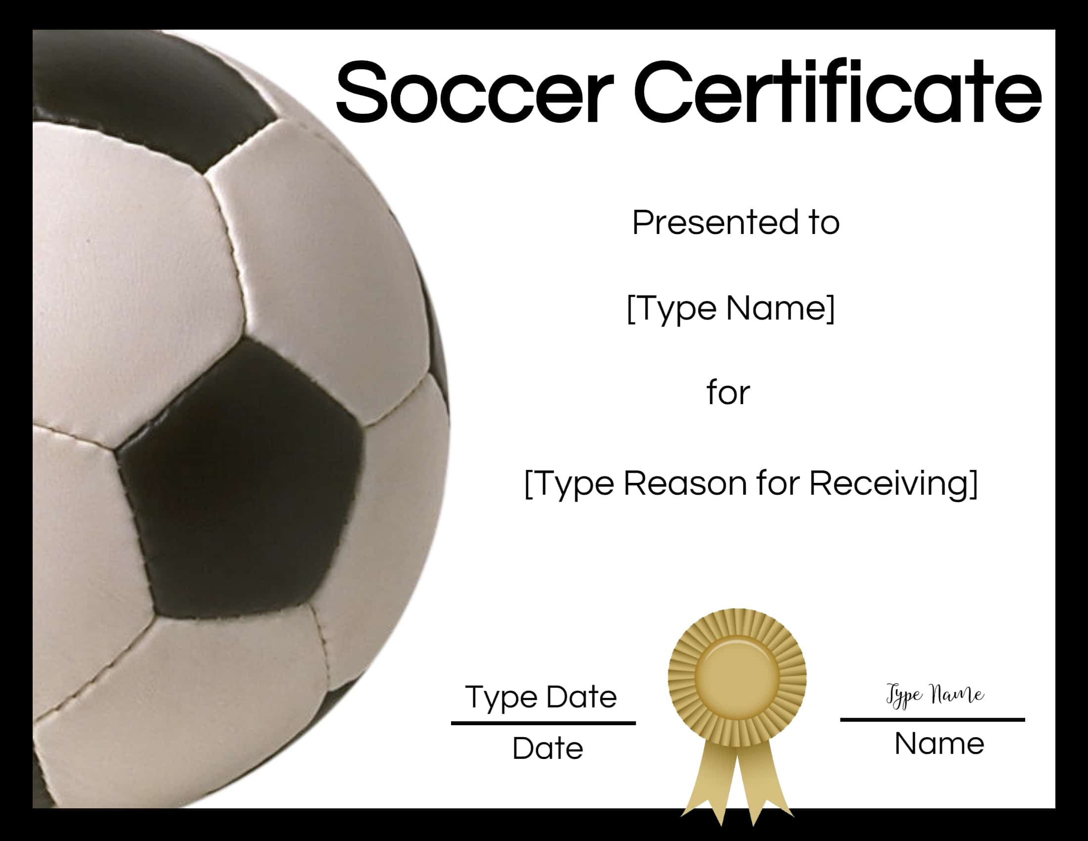 Free Soccer Certificate Maker  Edit Online and Print at Home Within Soccer Certificate Template