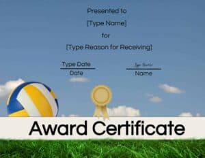 Free printable volleyball award certificates