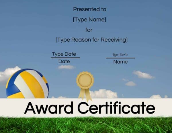 Free Volleyball Certificate | Edit Online and Print at Home