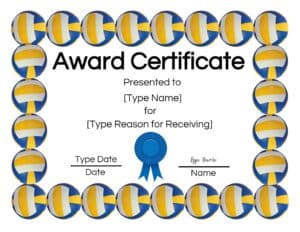 Volleyball certificate creator