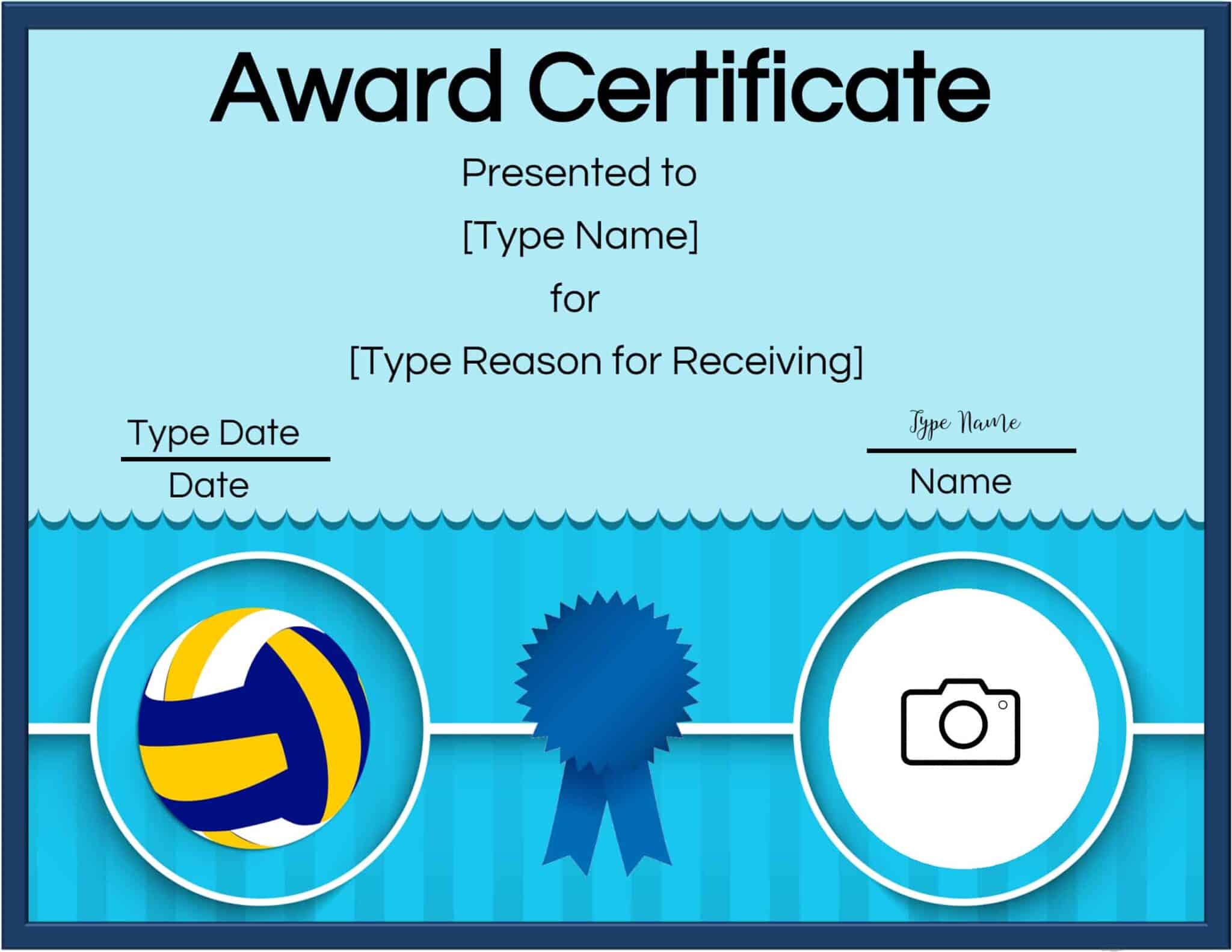 Free Volleyball Certificate Edit Online and Print at Home