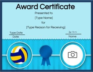 volleyball certificate