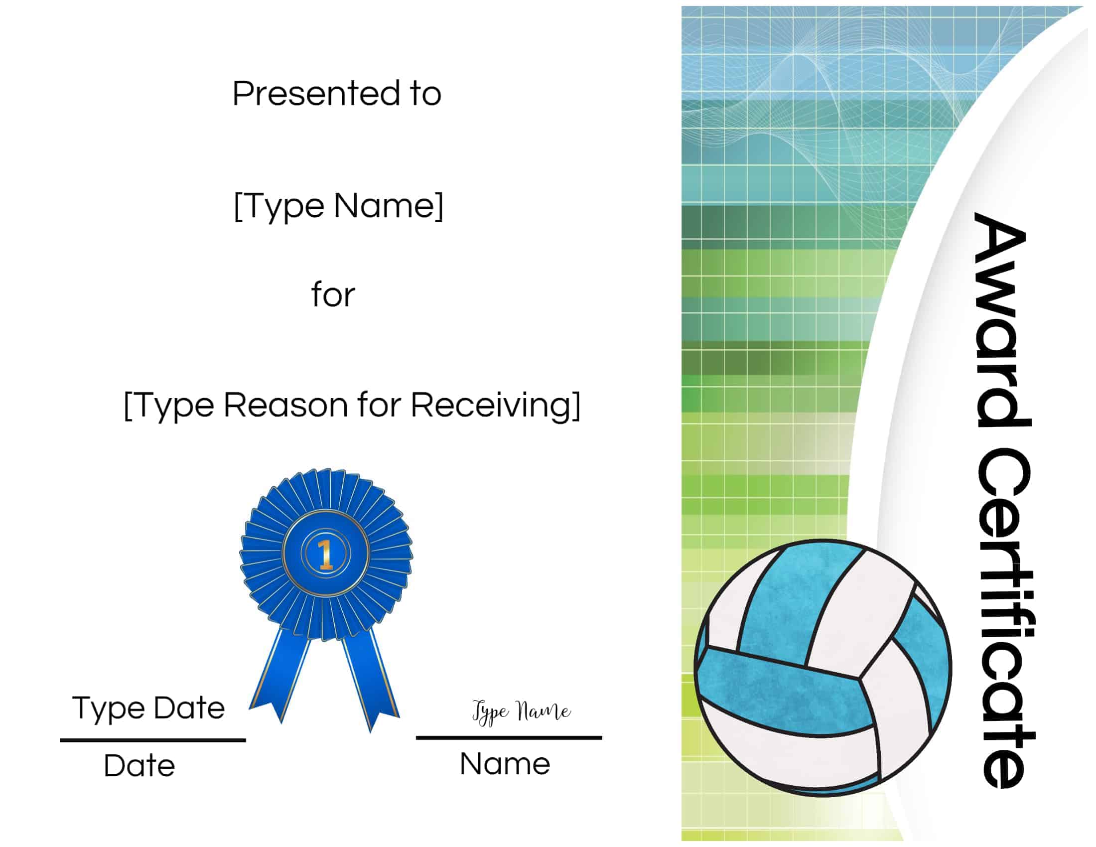 Free Printable Volleyball Award Certificate Template Printable Templates