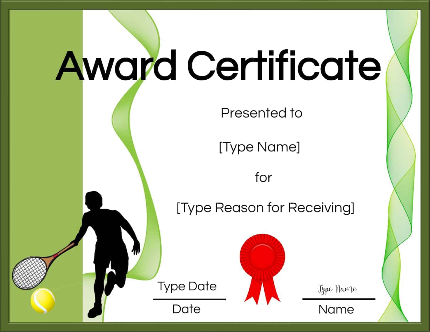 Free Tennis Certificates  Edit Online and Print at Home Throughout Tennis Certificate Template Free