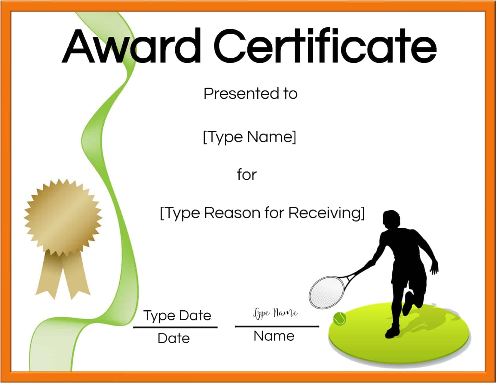 Free Tennis Certificates  Edit Online and Print at Home In Tennis Certificate Template Free