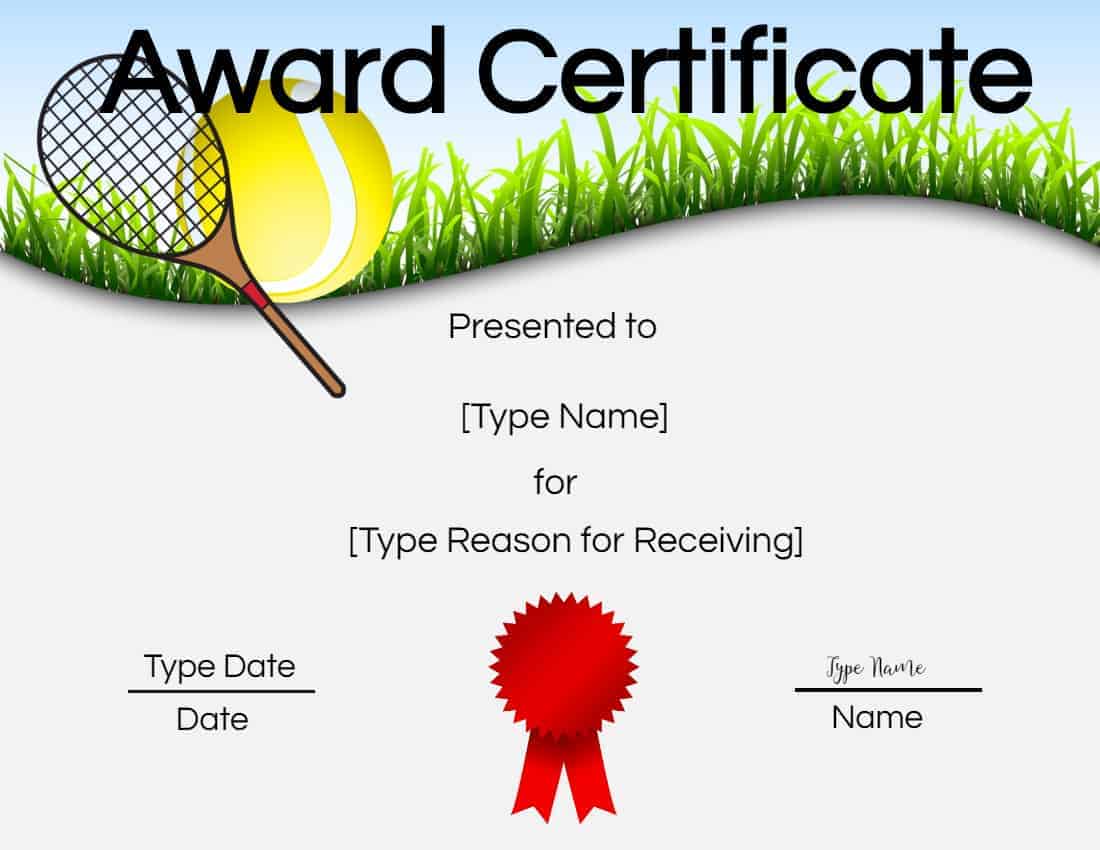 Free Tennis Certificates  Edit Online and Print at Home Inside Tennis Certificate Template Free