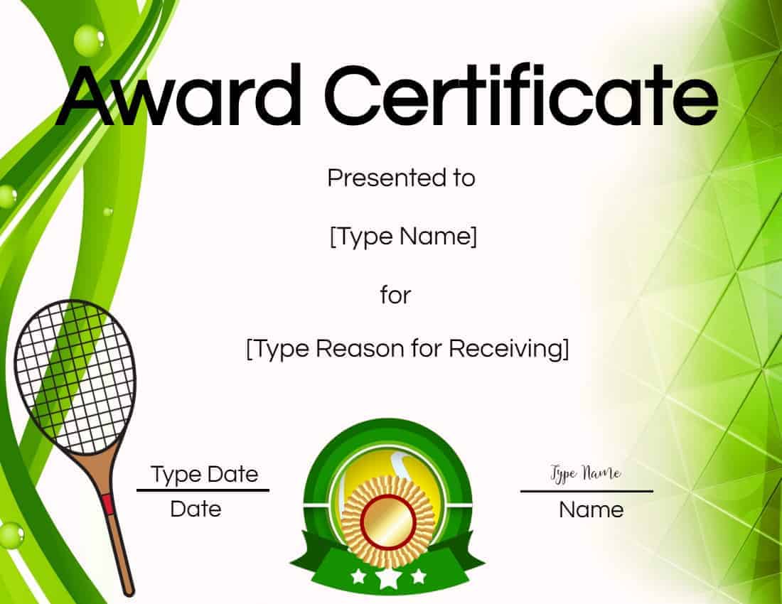 Free Tennis Certificates  Edit Online and Print at Home Intended For Tennis Certificate Template Free