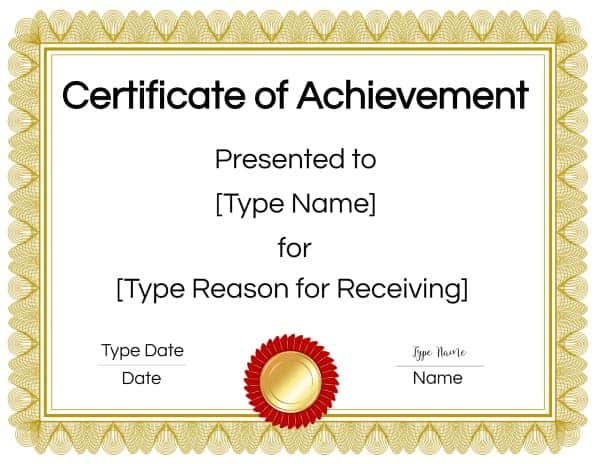 Free Printable Certificate Of Achievement Template Customize Online