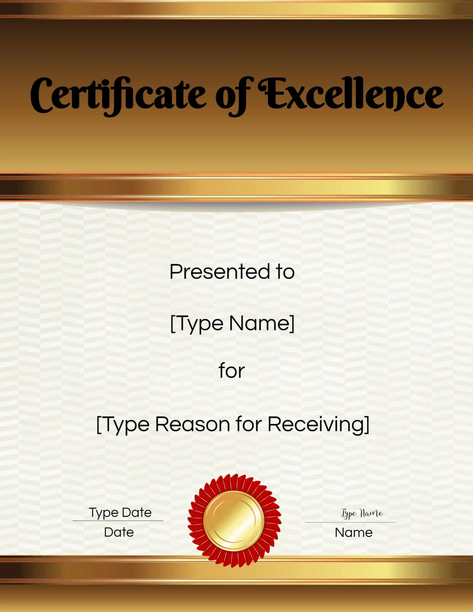 FREE Certificate Of Excellence Editable And Printable