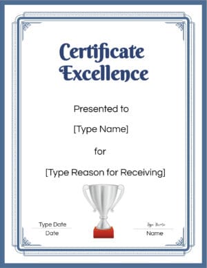 Award of Excellence template