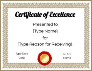 Award of Excellence Template