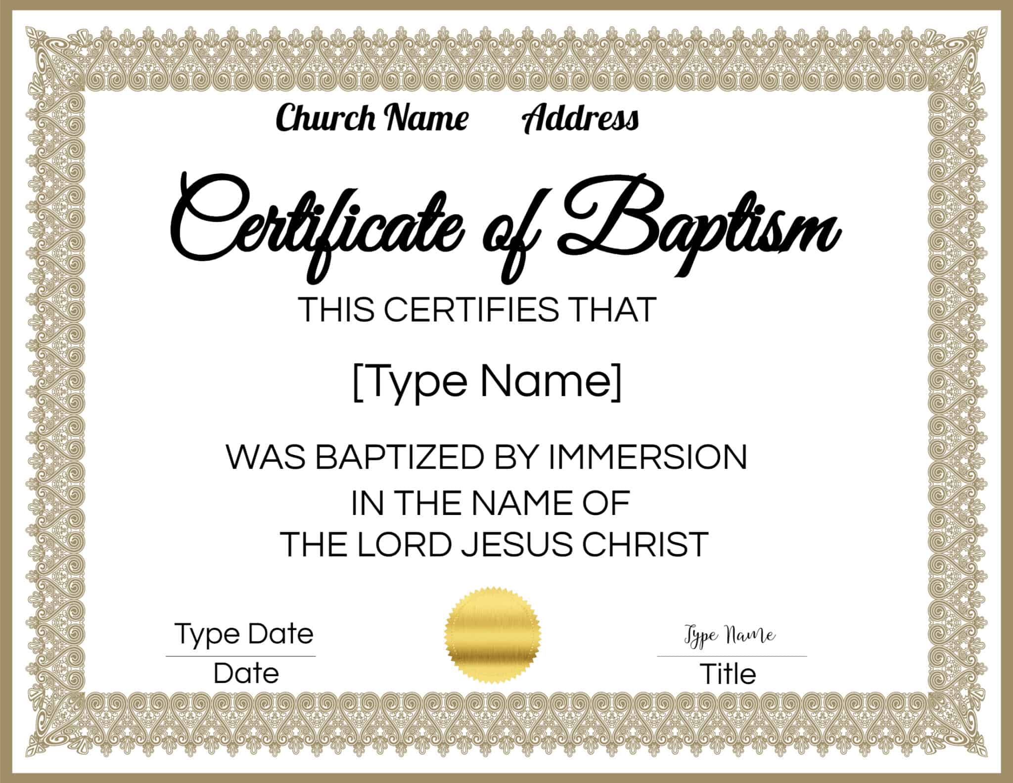 FREE Baptism Certificate Templates | Customize Online | No Watermark Blank Certificate Templates For Word Free