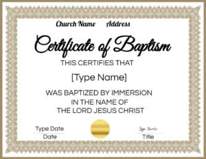 Certificate of baptism