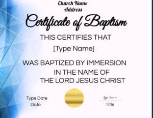 Baptism Certificate