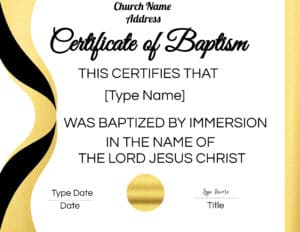 Baptism certification