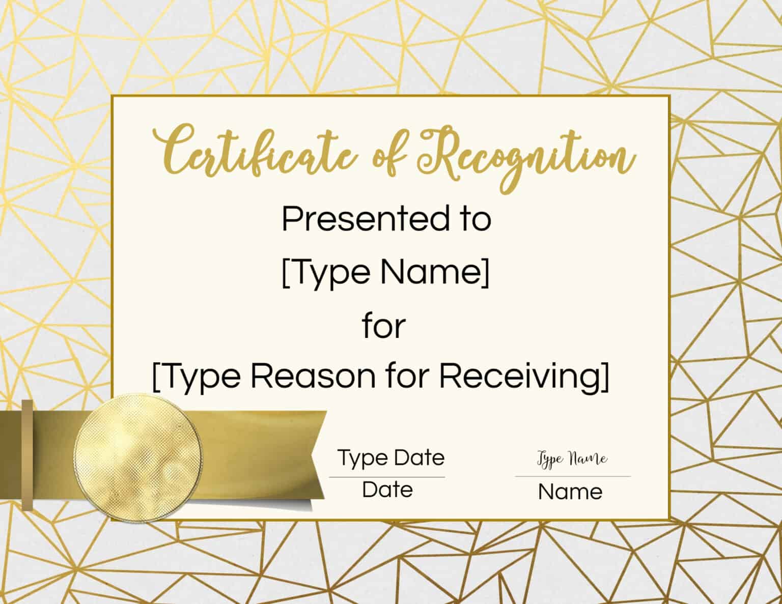 FREE Certificate of Recognition Template Customize Online