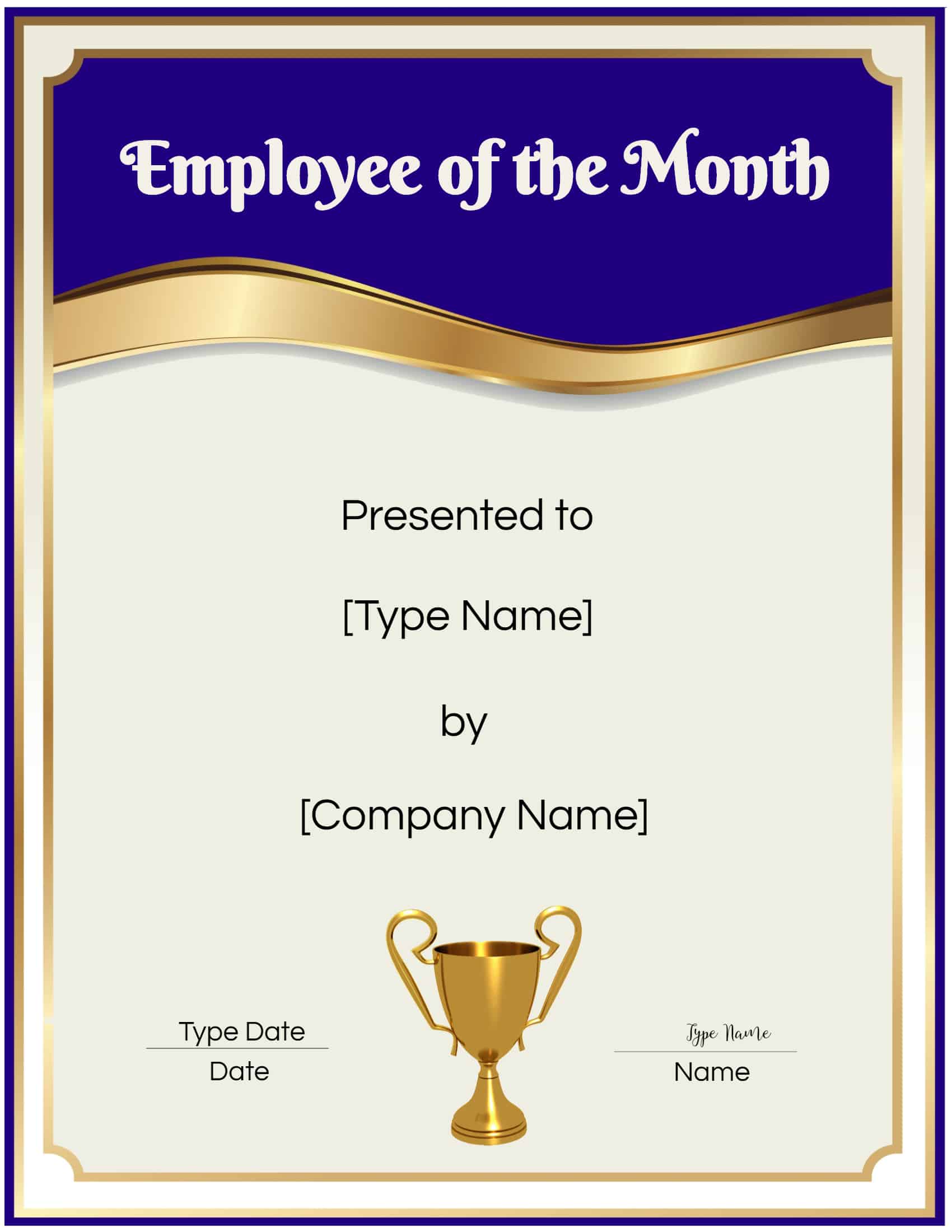 Employee of the Month Certificate Template Customize Online