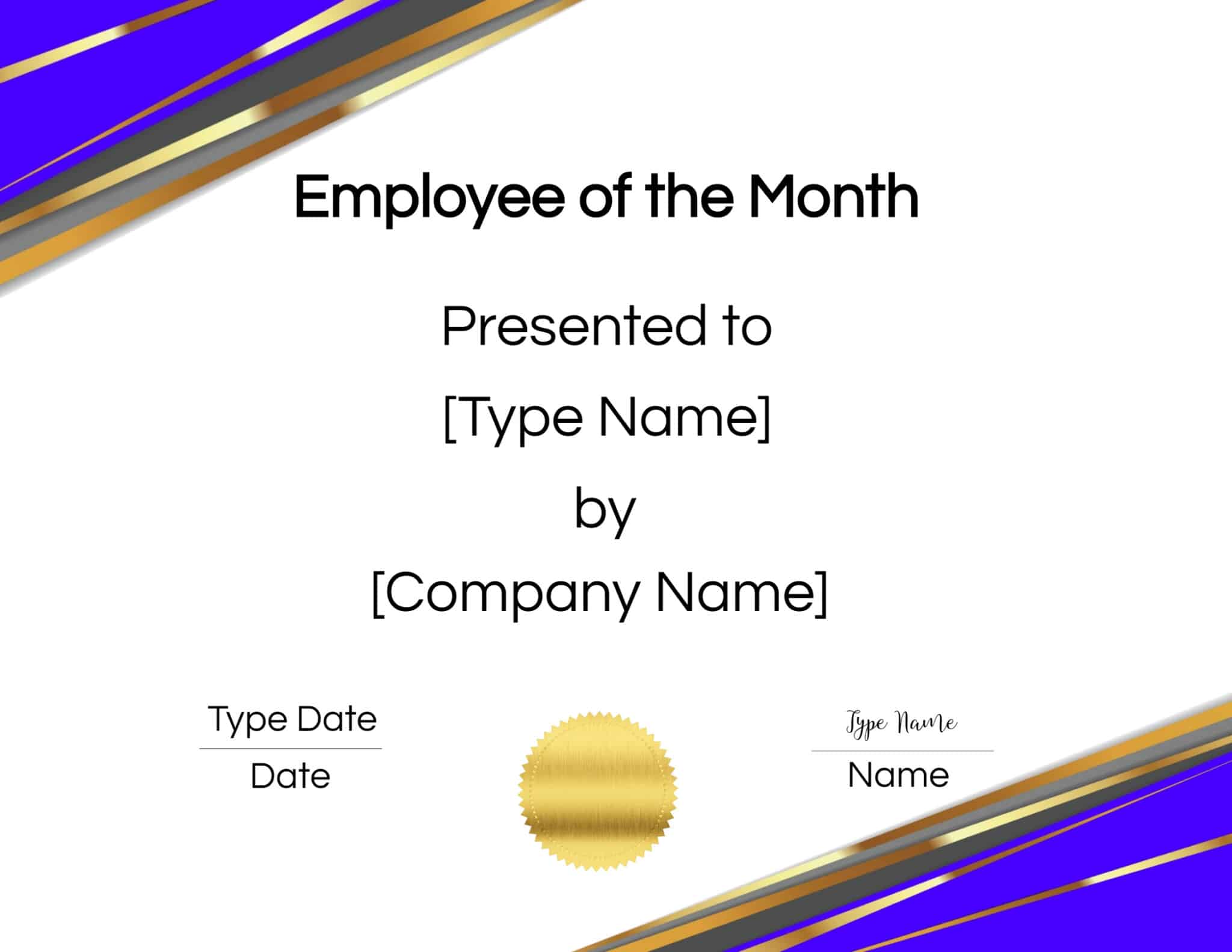Employee Of The Month Certificate Template Customize Online