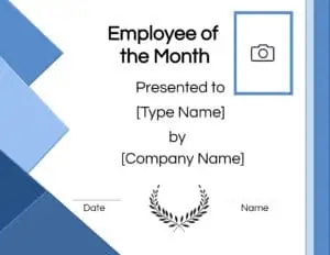 Employee of the Month Photo Certificate
