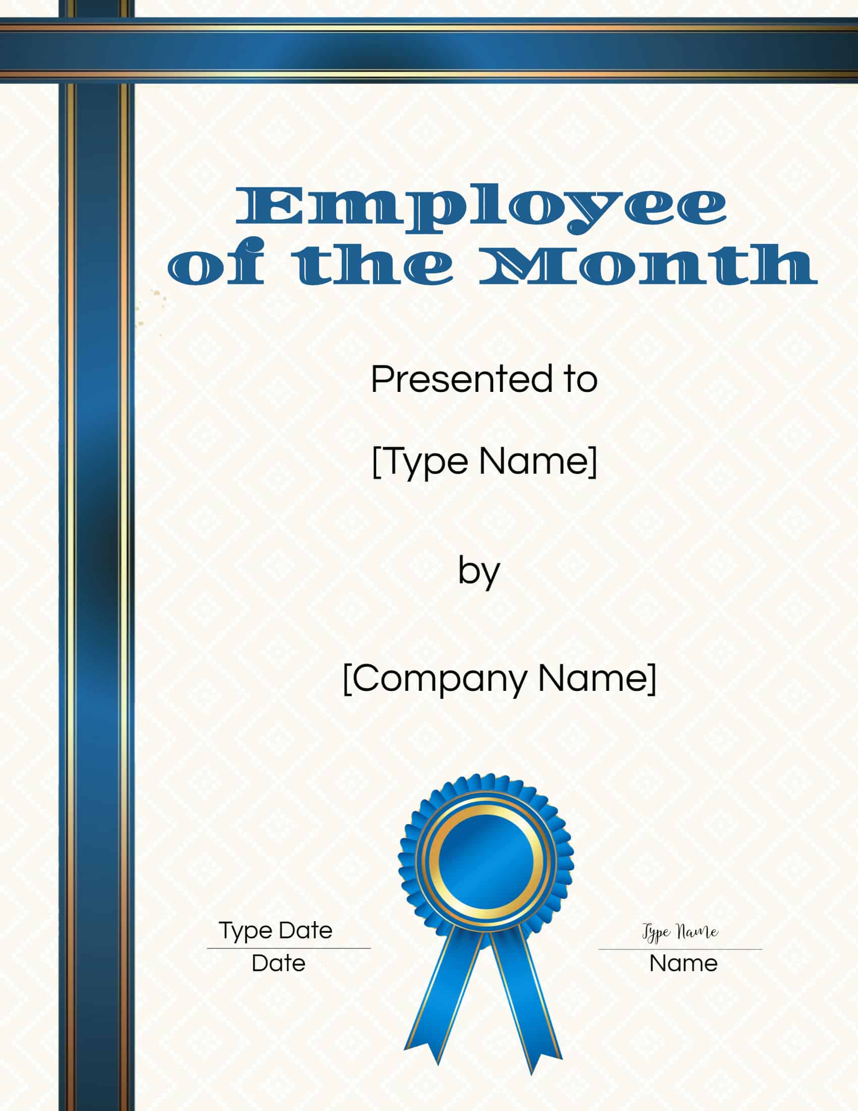 Employee Of The Month Certificate Template Customize Online