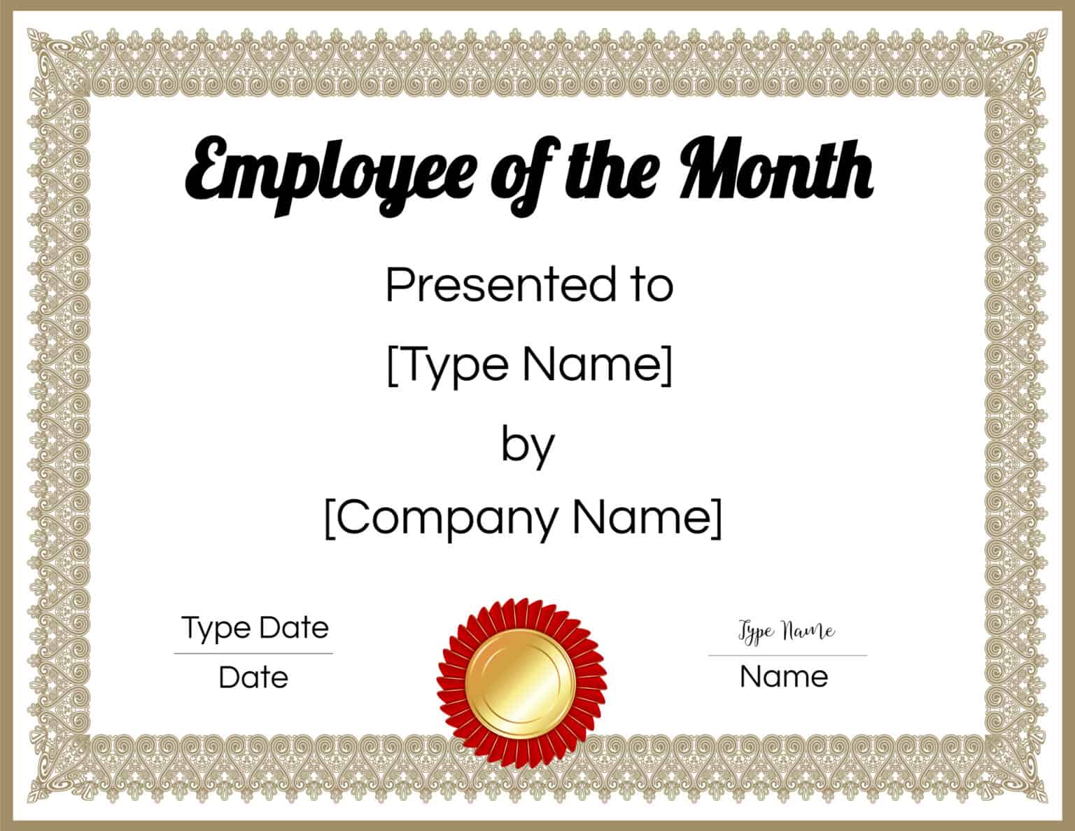 Employee Of The Month Certificate Template Customize Online