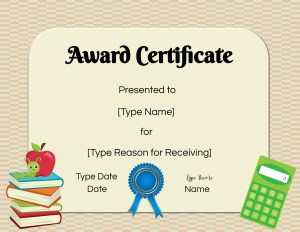 Free editable certificates for students