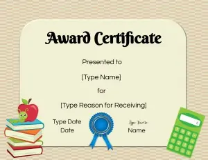Free editable certificates for students
