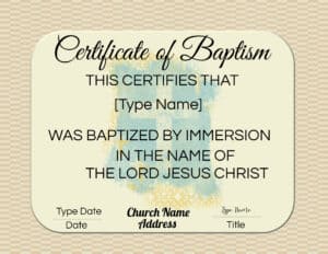 baptismal certificate