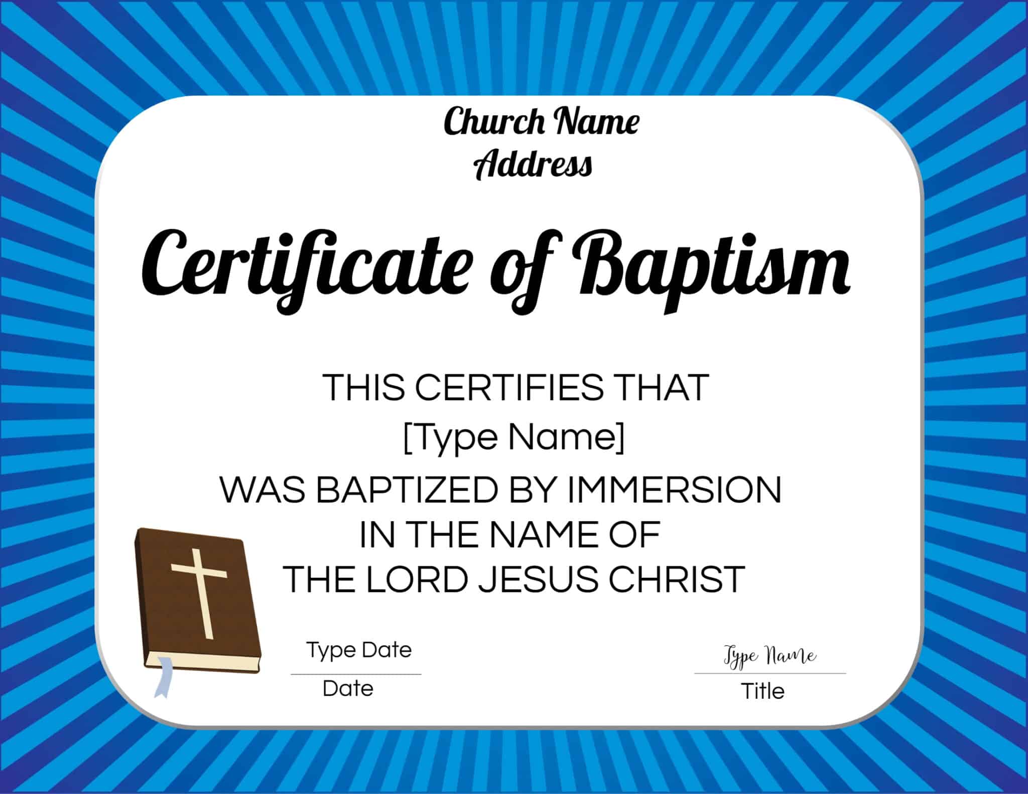 FREE Baptism Certificate Templates Customize Online No Watermark