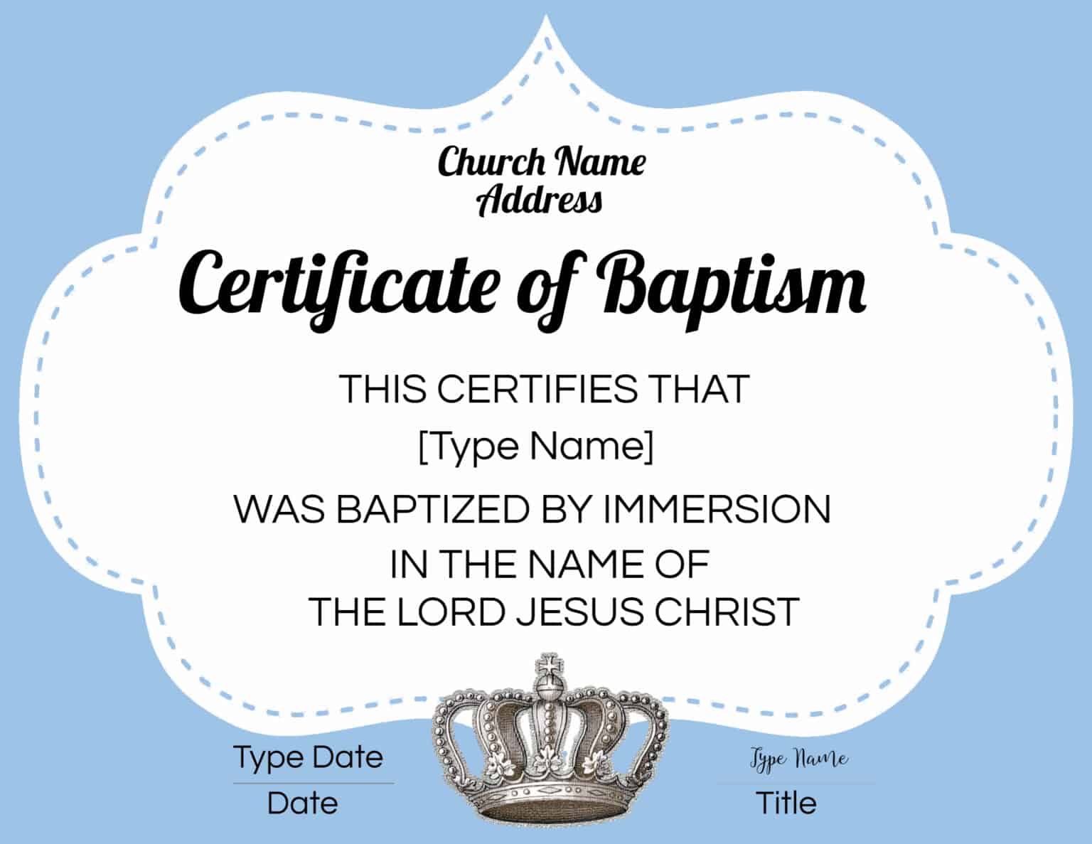 FREE Baptism Certificate Templates Customize Online No Watermark